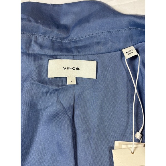 NWT Quite Luxury Vince designer Satin Blazer Light Blue Italian Fabric Women 6 - Picture 7 of 11